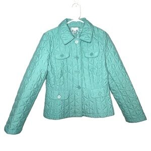 Ann Taylor Loft Quilted Button Front Jacket sea foam Green Size 8